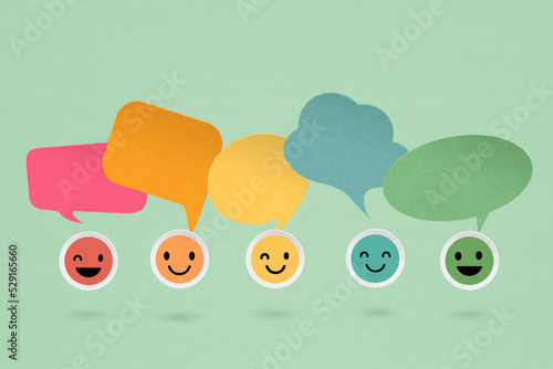 Quadro em tela smiling face with speech bubbles grunge paper cut