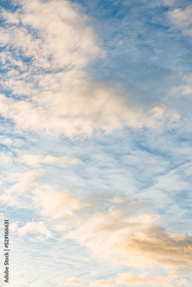 Fototapeta premium Blue sky and cirrus white high clouds. Horizontal.