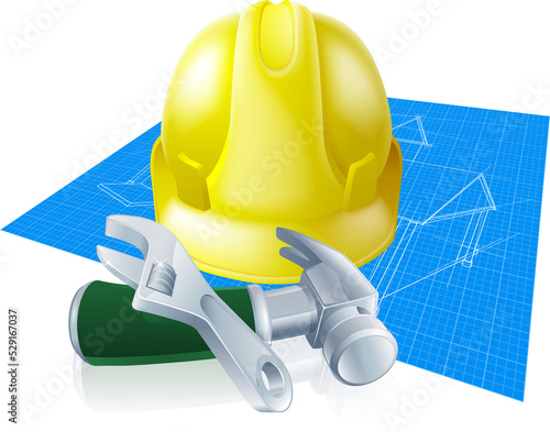 Hard hat tools and blueprin...