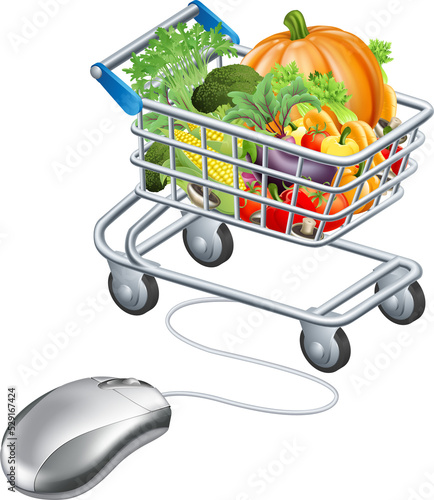 Trolley mouse grocery veget...