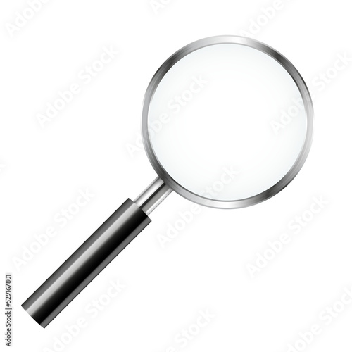 Realistic magnifying glass on transparent background