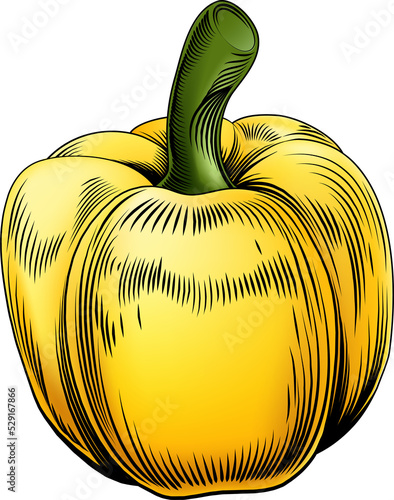Pepper vintage woodcut illu...