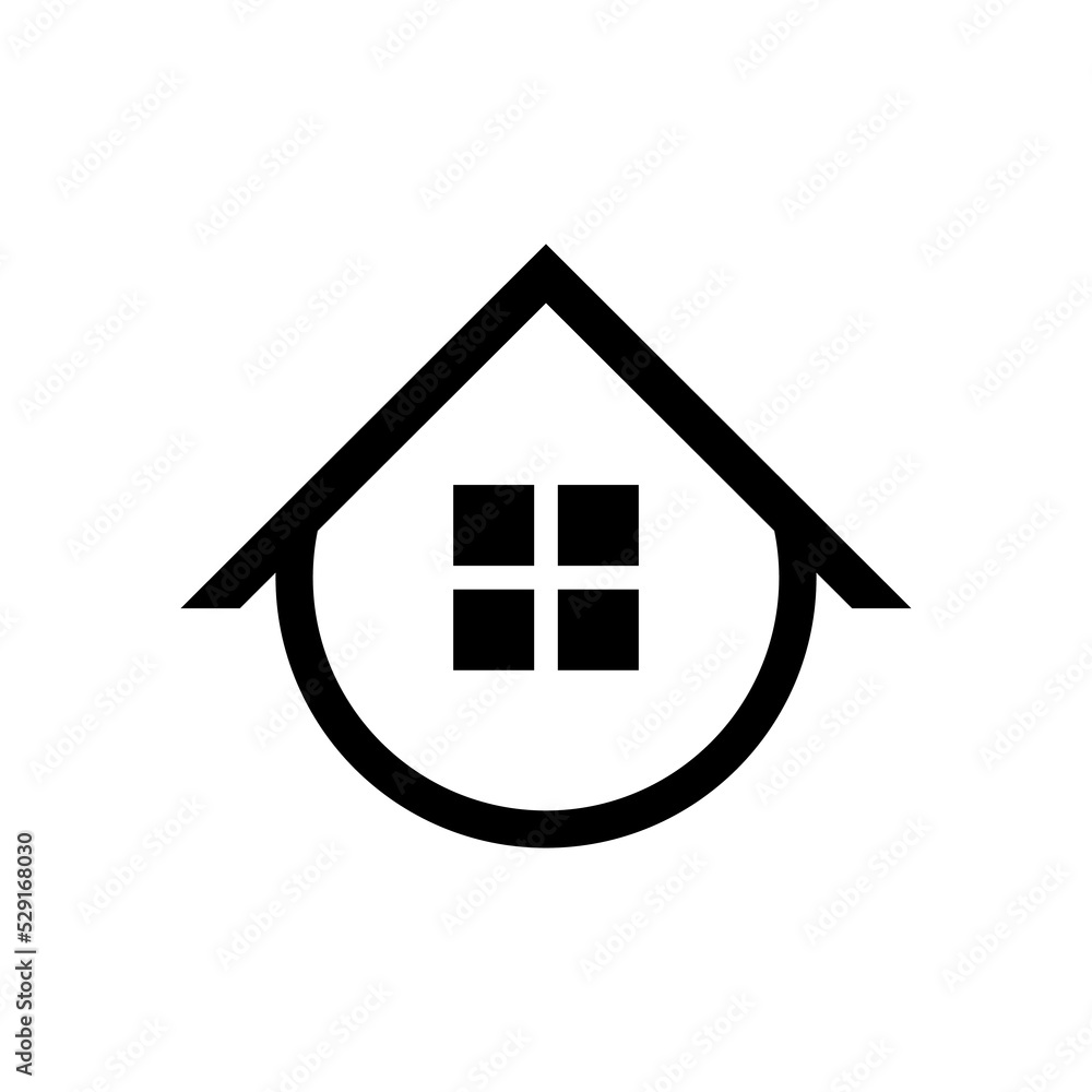 Round rural house icon and logo. Vector isolated illustration on white background. Round rural house icon and logo. Vector isolated illustration on white background.
