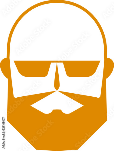 Beard Bald Man Logo Outline