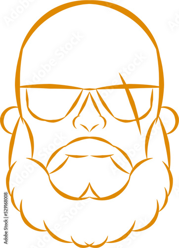 Beard Bald Man Logo Outline