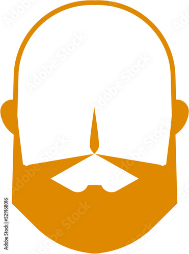Beard Bald Man Logo Outline