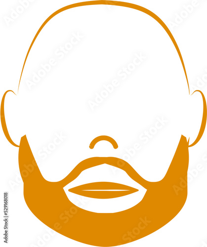 Beard Bald Man Logo Outline