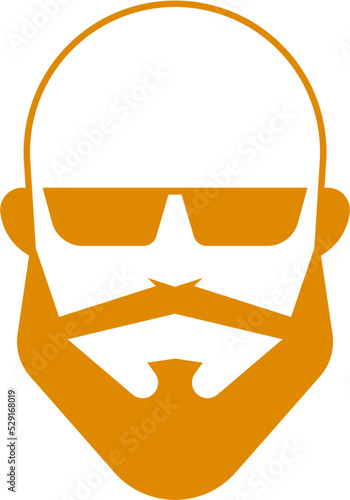 Beard Bald Man Logo Outline