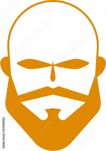 Beard Bald Man Logo Outline