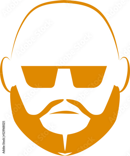 Beard Bald Man Logo Outline