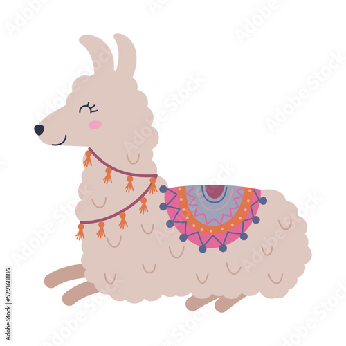 vector illustration of cute funny llama