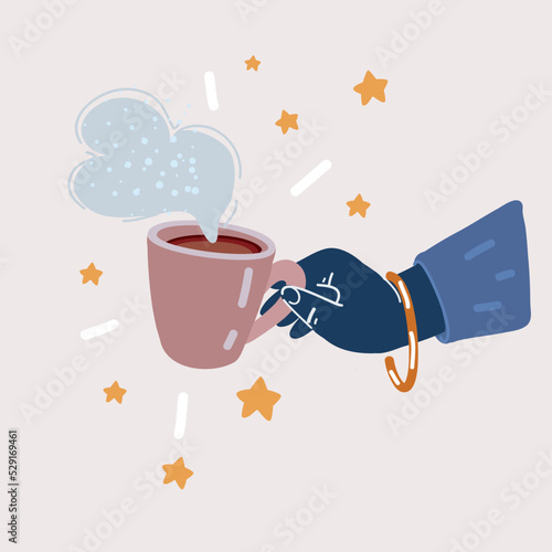 Vector illustration of hand holding coffee cup