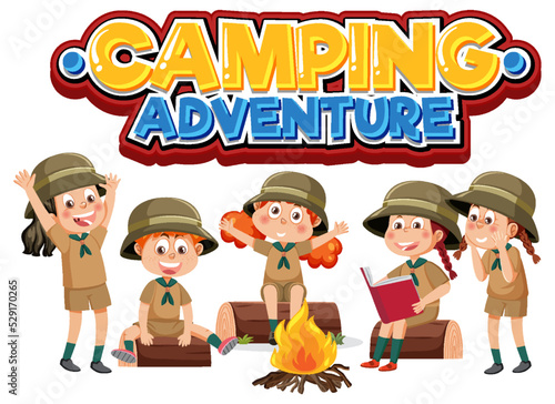 Group of children camping out