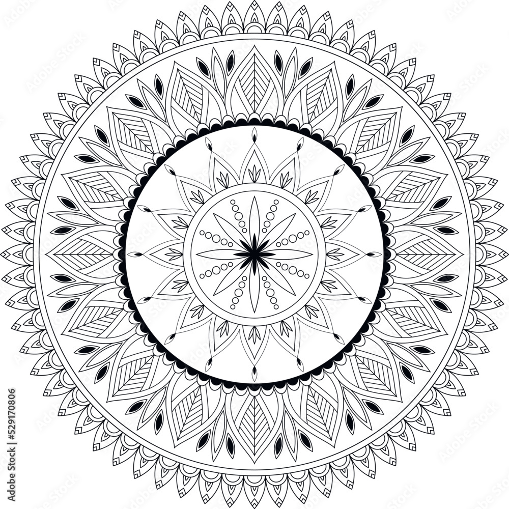 Hand drawn mandala. Coloring book. Abstract pattern for design. 
