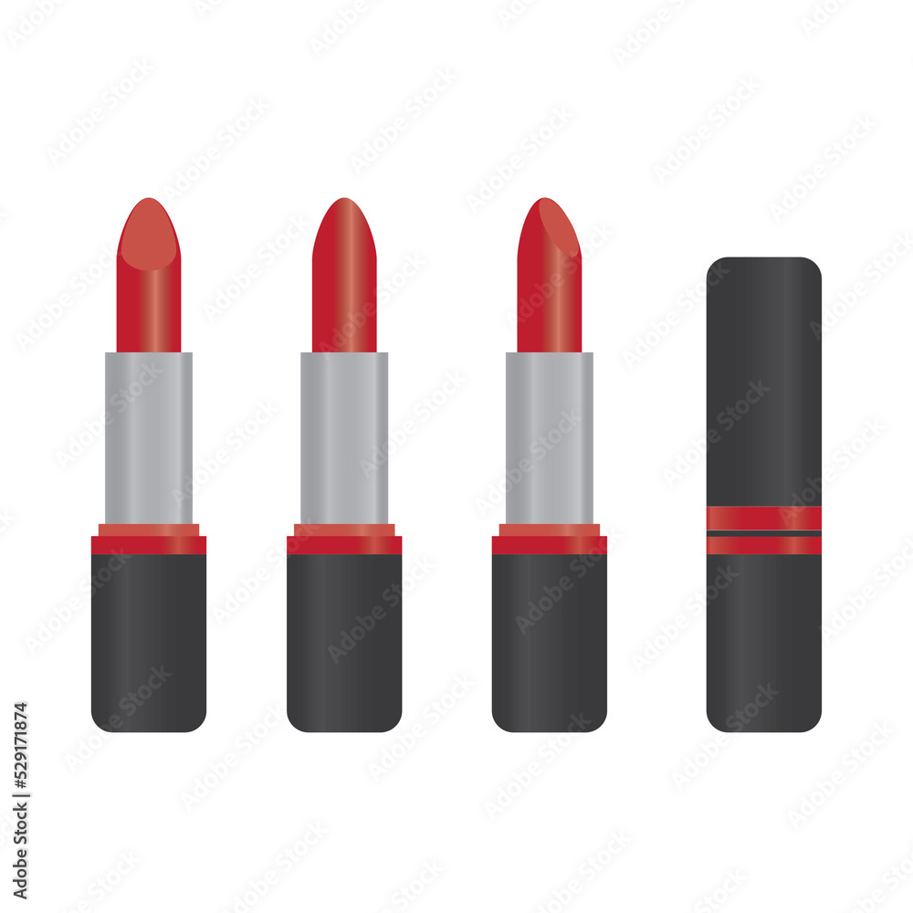 lip set of red lipsticks on white background lip set of red lipsticks on white background