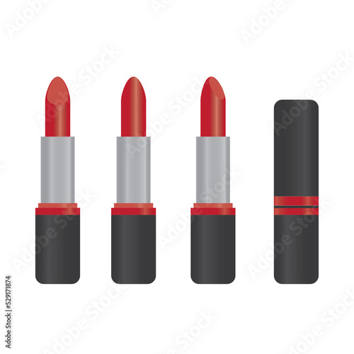  lip set of red lipsticks on white background