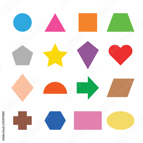 Collection of basic 2D shapes for kids learning, colorful geometric shape flash cards for preschool and kindergarten. Illustration of a simple 2 dimensional flat shape symbol set for education. Free Download Collection of basic 2D shapes for kids learning, colorful geometric shape flash cards for preschool and kindergarten. Illustration of a simple 2 dimensional flat shape symbol set for education. - GFXLoad