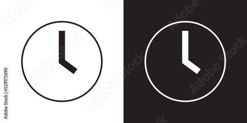 Simple wall clock outline icon design vector. Time alarm deadline business symbol illustration. 