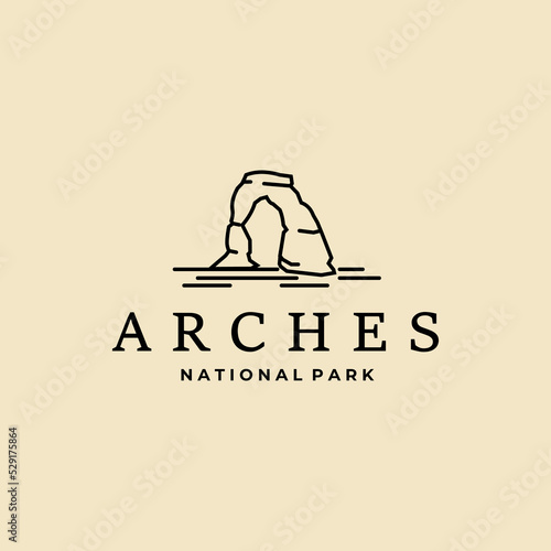 arches national park logo line art vector illustration template graphic design