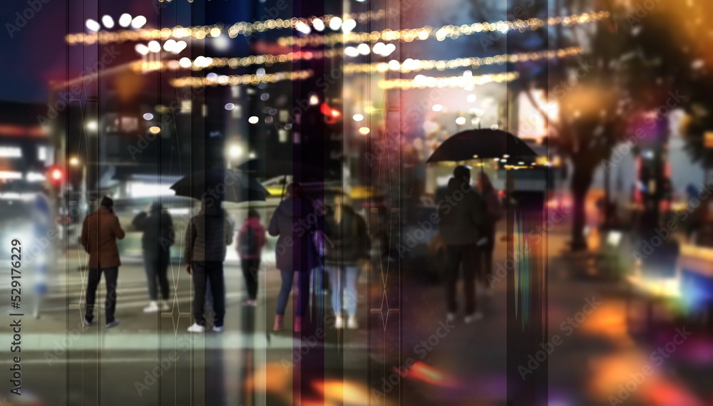 night city light , rainy windows view people walk with umbrella cold season Autumn background urban scene night city light , rainy windows view people walk with umbrella cold season Autumn background urban scene