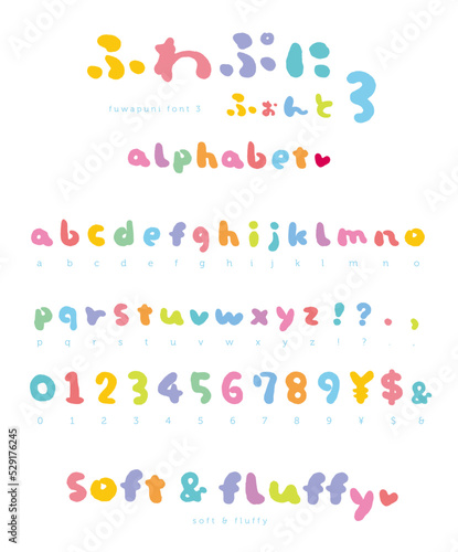 ふわぷに　フォント　＃３　- fuwapuni font #3 -　アルファベット　小文字　数字　擬音語