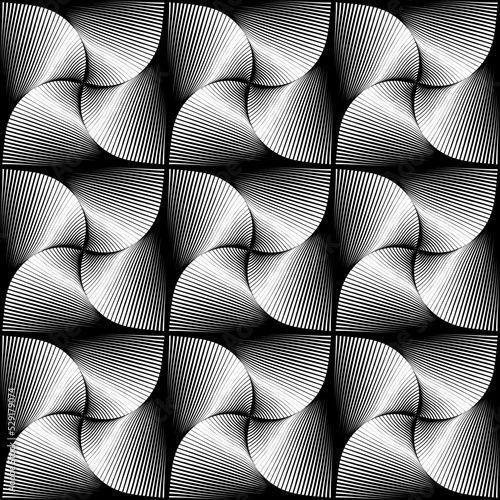 Abstract Seamless Checked Op Art Pattern. Lines texture with 3D effect.