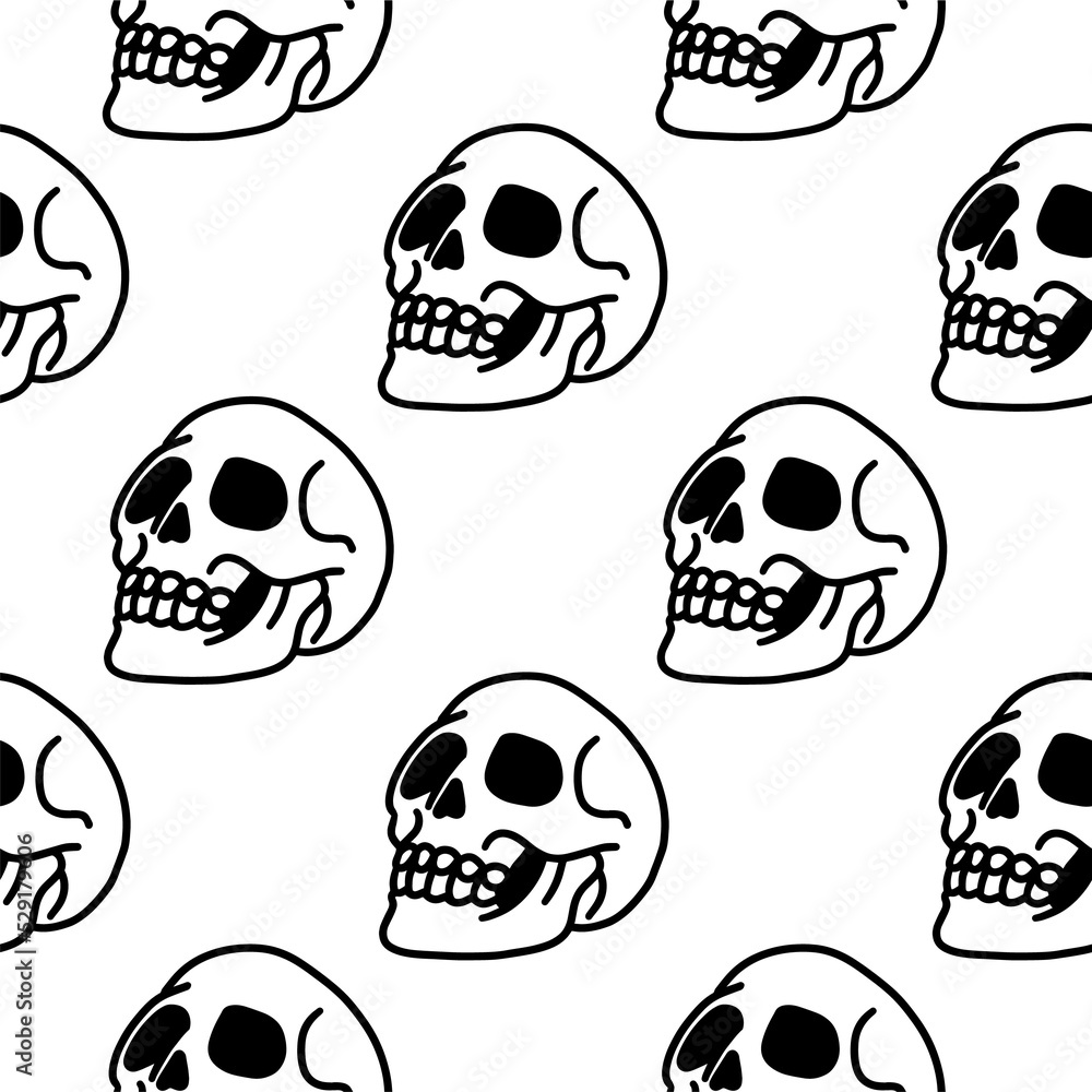 skull - line art illustration