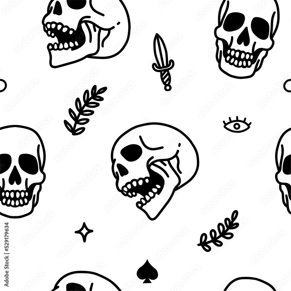 Fototapeta premium skull - line art illustration