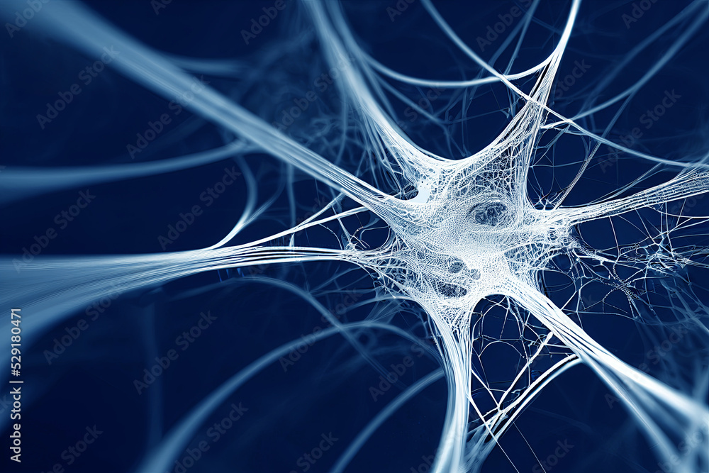 Abstract neural network, artificial intelligence, machine learning fractal geometry, futuristic spider web, generative AI illustration Abstract neural network, artificial intelligence, machine learning fractal geometry, futuristic spider web, generative AI illustration