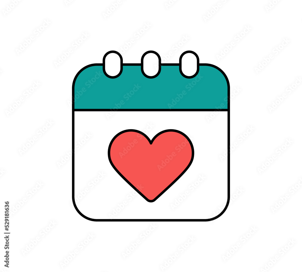 Isolated love calendar icon line vector design Isolated love calendar icon line vector design