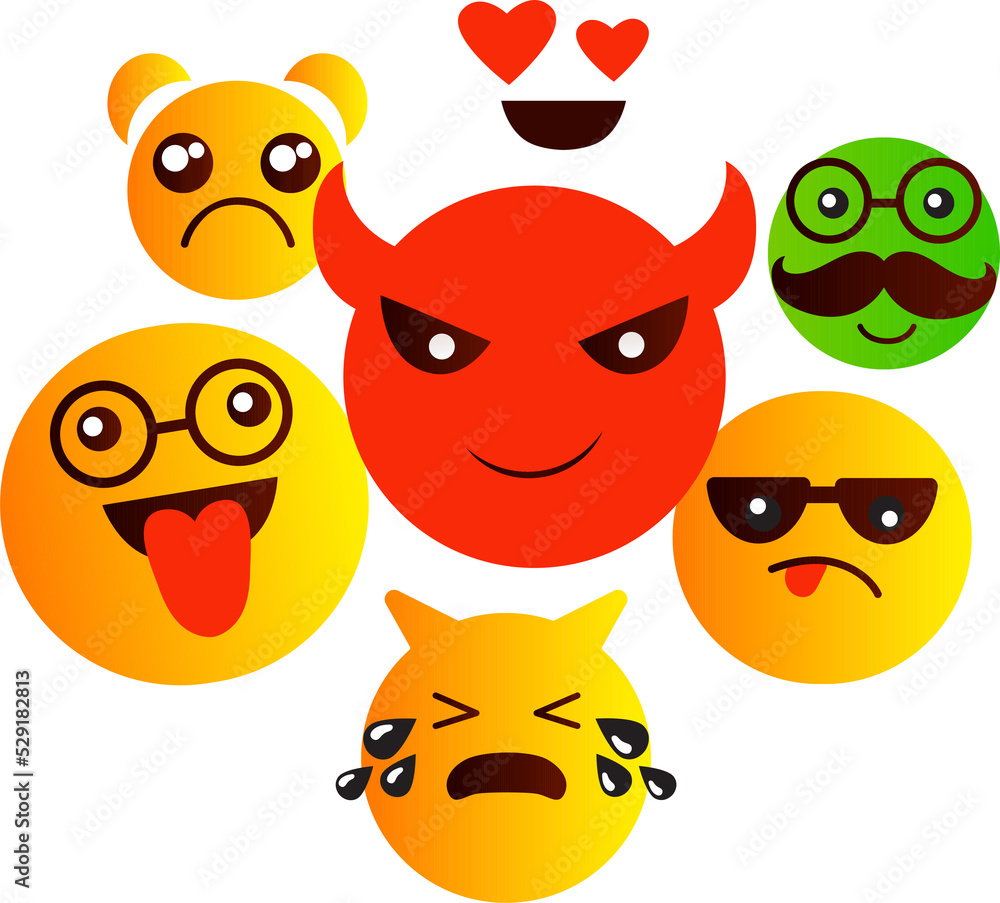 Emoji faces icons vector design bad and good review happy and sad reaction PNG
