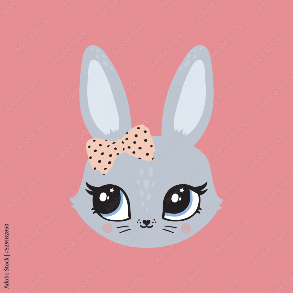 Obraz premium Bunny rabbit cute eyes kids room decor print