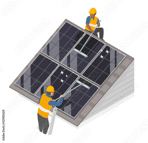 roof top solar cell roof top power plant clean service team maintenance 