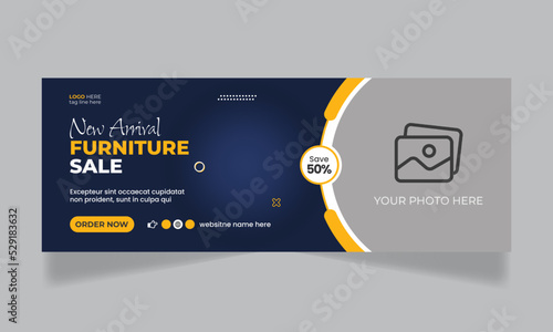 Modern furniture sale social media facebook cover design and web banner template