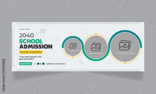 School admission social media facebook cover and web banner template