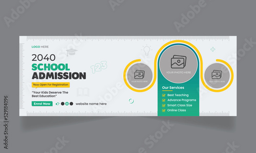 School admission social media facebook cover and web banner template
