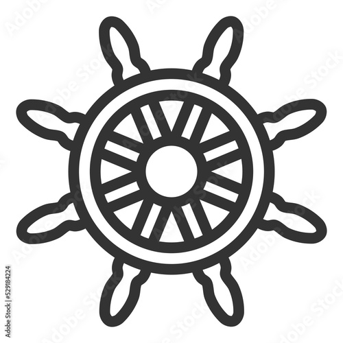Ship's helm - icon, illustration on white background, outline style