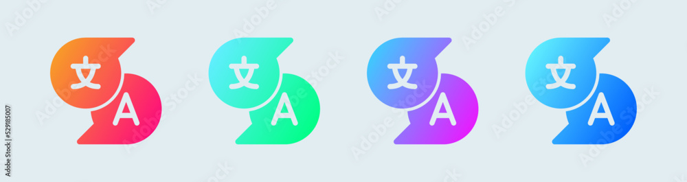 Translate solid icon in gradient colors. Dictionary signs vector illustration. Translate solid icon in gradient colors. Dictionary signs vector illustration.