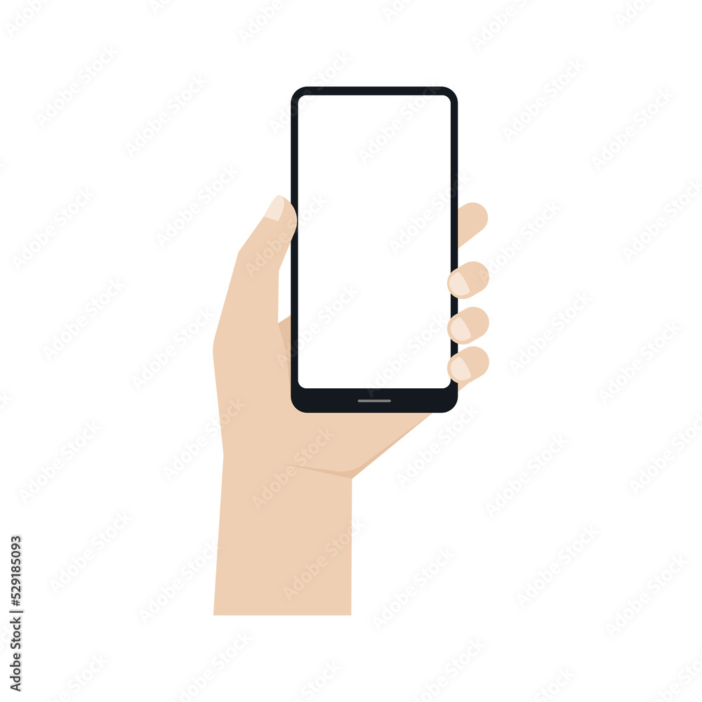 Hand holding black smartphone, Vector. Hand holding black smartphone, Vector.