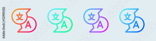 Translate line icon in gradient colors. Dictionary signs vector illustration.