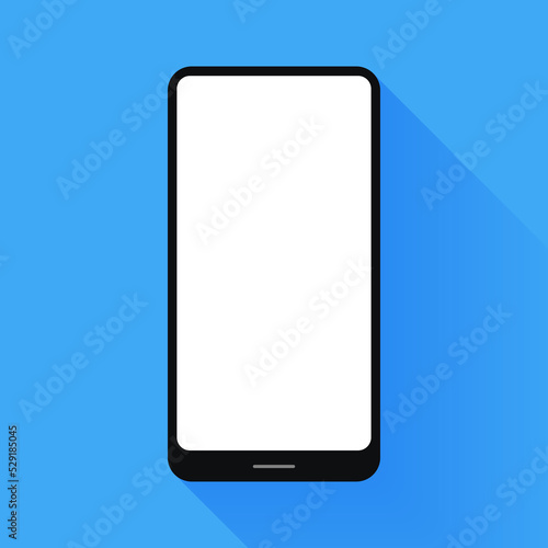 Black smartphone with empty screen on blue background, Vector.