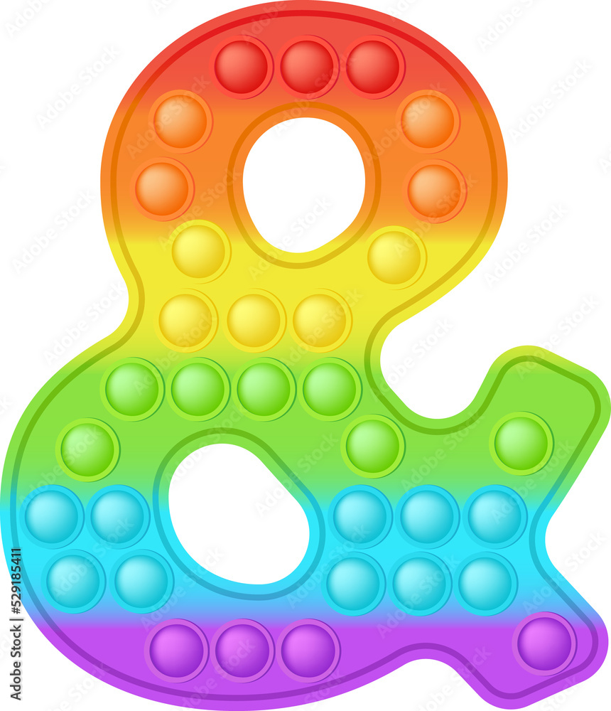Popit font design punctuation mark AND in style of trendy silicon fidget toys. Pop it toy for fidget in bright colors. Bubble letter as pop it. Isolated cartoon PNG illustration Popit font design punctuation mark AND in style of trendy silicon fidget toys. Pop it toy for fidget in bright colors. Bubble letter as pop it. Isolated cartoon PNG illustration