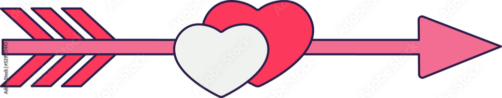 Retro Valentine Day icon arrow, heart, and lettering. Love symbols in the fashionable pop line art style. The figure of a heart in soft pink, red and coral color. Png illustration isolated Retro Valentine Day icon arrow, heart, and lettering. Love symbols in the fashionable pop line art style. The figure of a heart in soft pink, red and coral color. Png illustration isolated