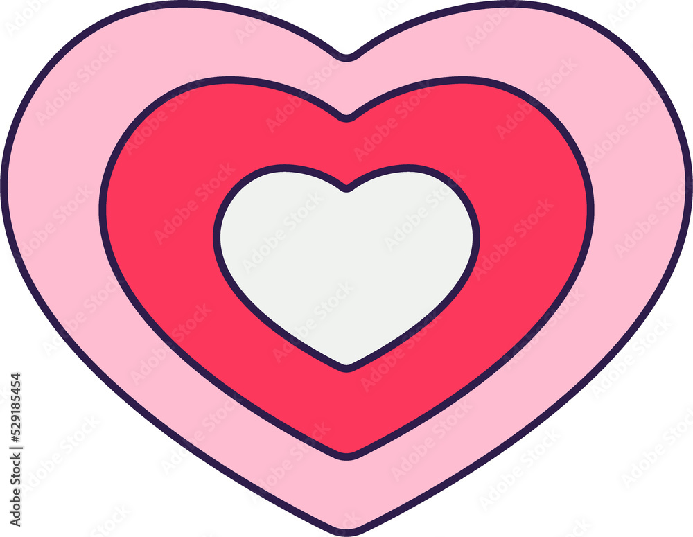 Retro Valentine Day icon heart. Love symbols in the fashionable pop line art style. The figure of a heart in soft pink, red and coral color. Png illustration isolated Retro Valentine Day icon heart. Love symbols in the fashionable pop line art style. The figure of a heart in soft pink, red and coral color. Png illustration isolated