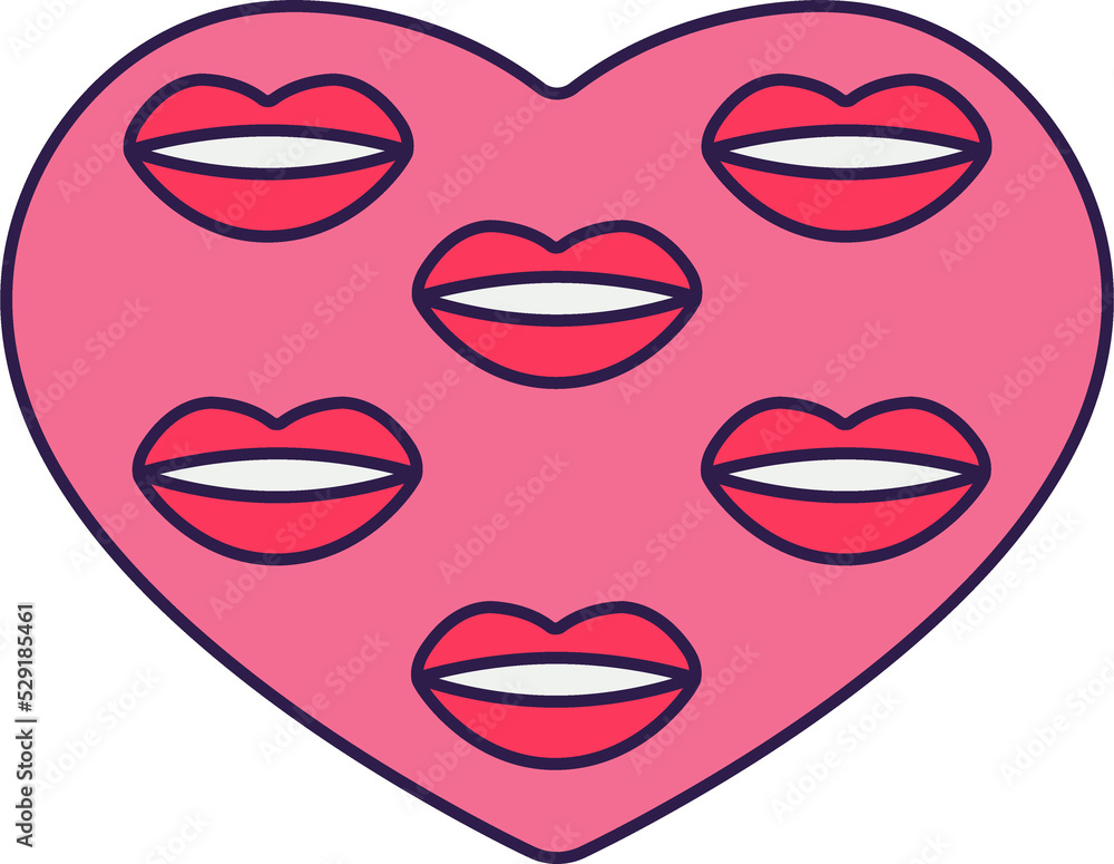 Retro Valentine Day icon heart. Love symbols in the fashionable pop line art style. The figure of a heart in soft pink, red and coral color. Png illustration isolated Retro Valentine Day icon heart. Love symbols in the fashionable pop line art style. The figure of a heart in soft pink, red and coral color. Png illustration isolated
