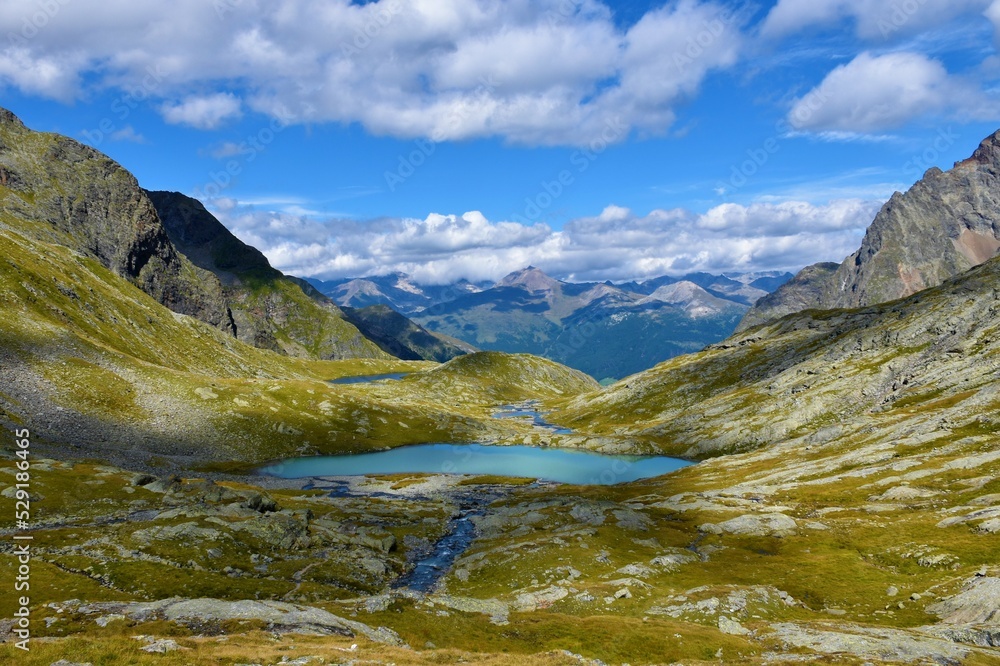 Scenic view of Mittelsee in Gradental valley in Schober group in High Tauern mountains Carinthia, Austria