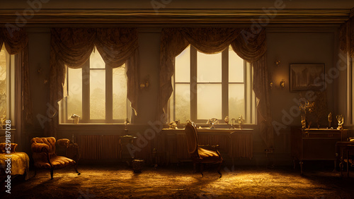 Artistic concept painting of a old interior  background illustration.