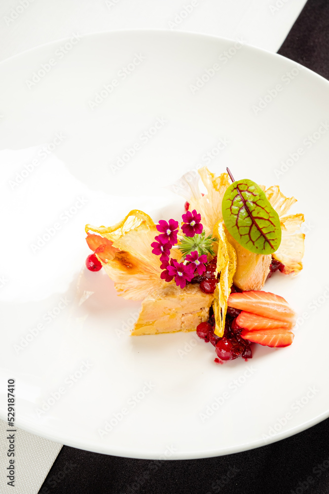 Foie gras on a white plate