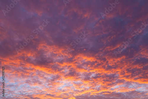 Beautiful pink sunset cloudy skies at dusk © mreco