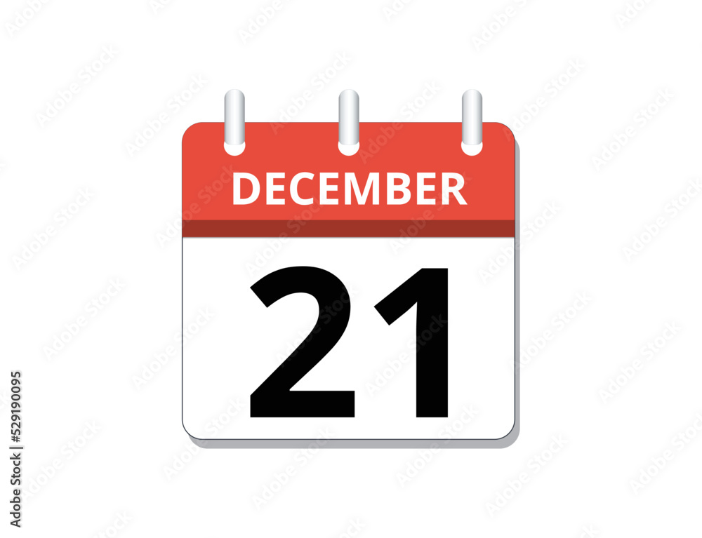 Fototapeta premium December, 21st calendar icon vector 